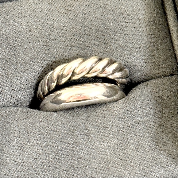 DAVID YURMAN Pure Form Sterling Silver Stackable Ring Set Sz 6 - Picture 15 of 16